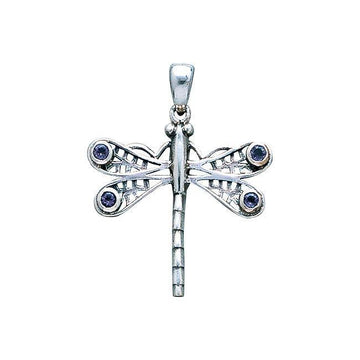 Dragonfly Sterling Silver Pendant with Gemstone WP024 - Jewelry